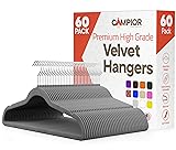 Gray Velvet Hangers 60 Pack – 360° Swivel