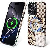 Flivro Magnetic Case for iPhone 16 Pro Max, Compatible with Magsafe,PC Hard Shell & Silicone Inner Bumper, Anti-Scratch Full-Body Cover Shockproof Slim Design Case - Western Cowboy Bull Skeleton