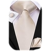 Hi-Tie Men Ties Sets Silk Stripe Paisley Necktie Pocket Square Cufflinks for Business Wedding