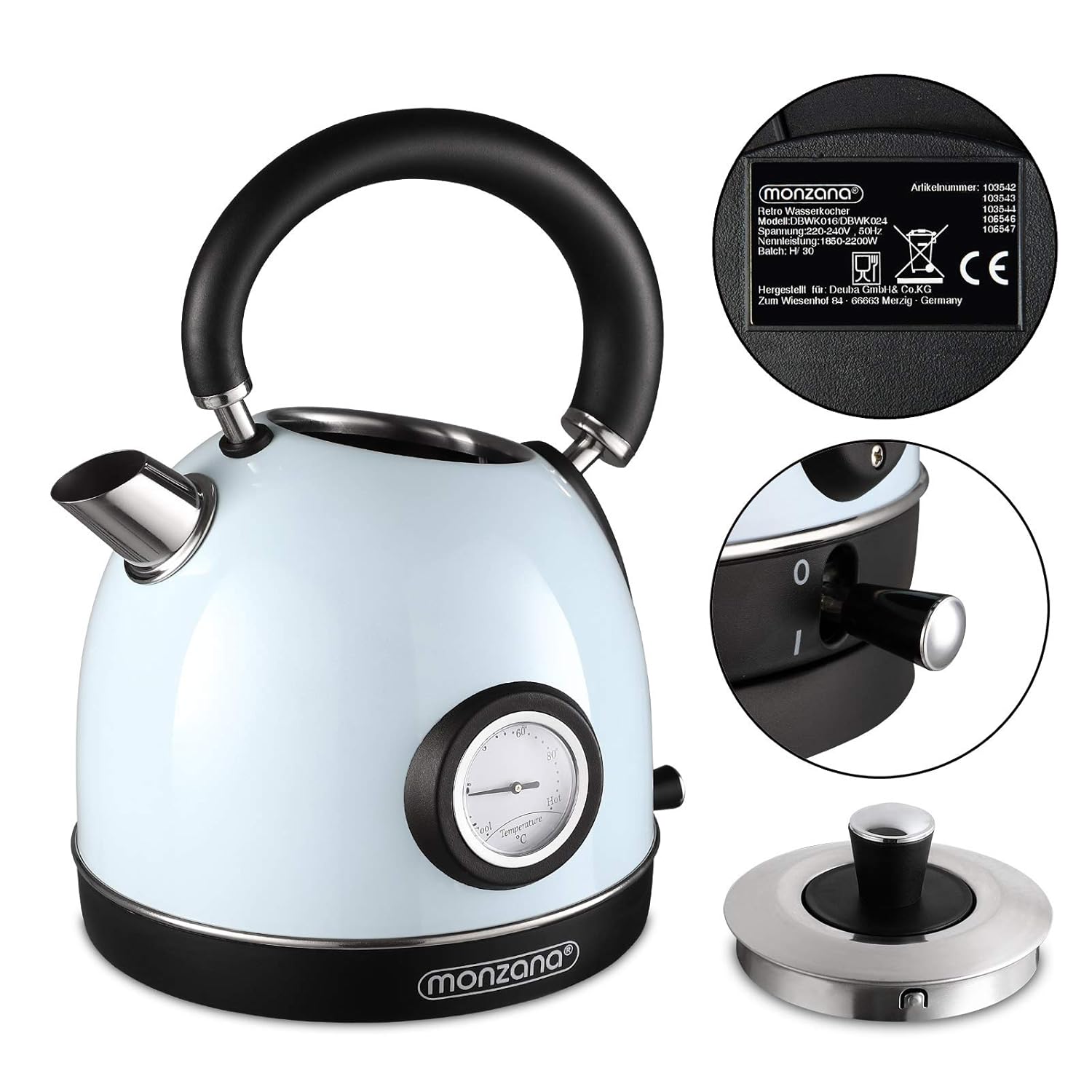 Kettles & Hot Water Dispensers Monzana Electric Retro Tea Kettle 1.8 L