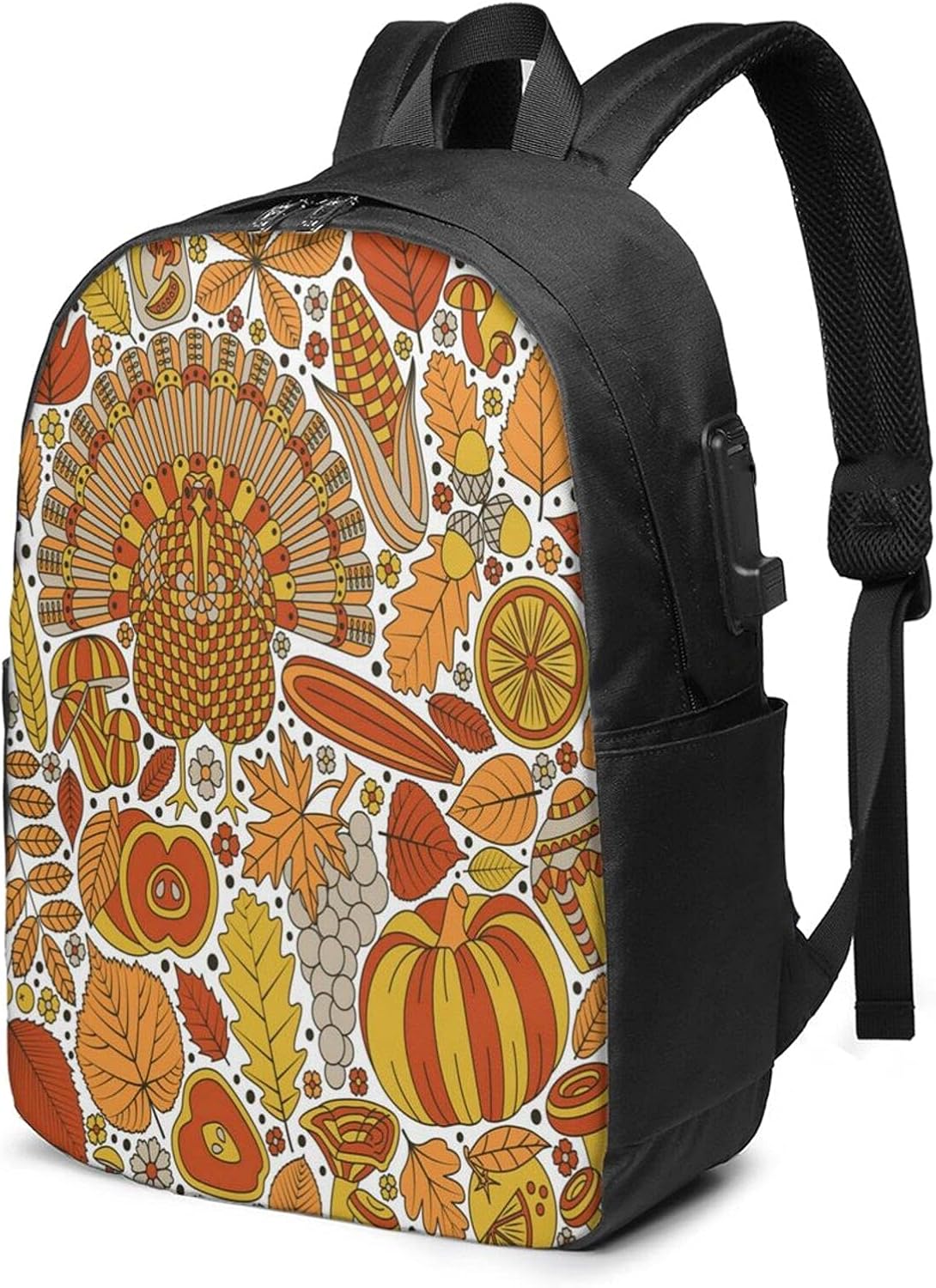 Thanksgiving Day Turkey Pumpkin Laptop Backpack For Teens Daypack with
