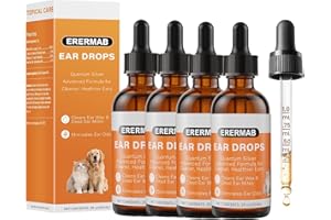 4 Pack Dog Ear Drops, Dog Ear Cleaner Drops,Ear Infection Treatment for Dogs and Cats, Natural HerbalEar Cleaning Solution fo