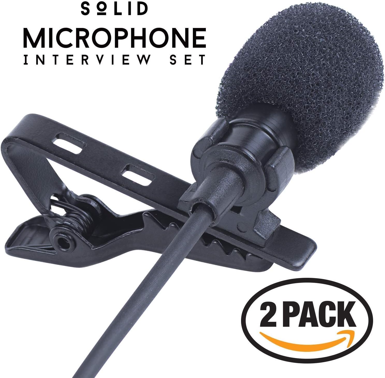 SoLID (TM) Lavalier Lapel Microphone 2 Pack Complete Set Omnidirectional Mic for Desktop PC Computer, Mac, Smartphone, iPhone, GoPro, DSLR, Camcorder for Podcast, YouTube, Vlogging, and DJs: Musical Instruments
