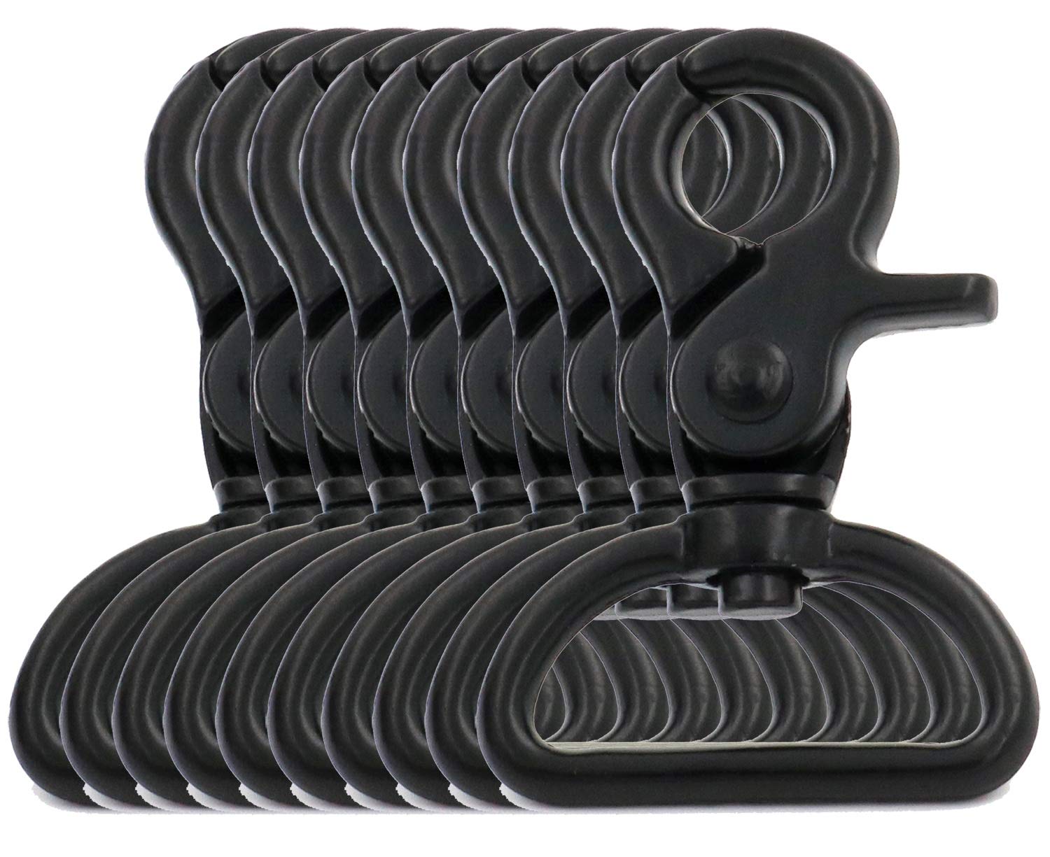 BIKICOCO 1'' Swivel Trigger Snap Hook Lobster Claw Clasp Spring Loaded Clip, D-Ring Ended, Black - Pack of 10