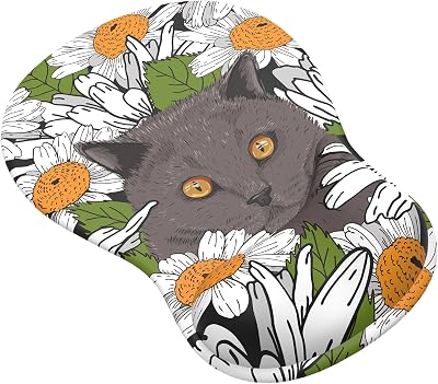 Tappetino Mouse con Poggiapolsi Gel,Ergonomico Mouse Pad con Base Antiscivolo per Casa e Ufficio (Gattino-4)
