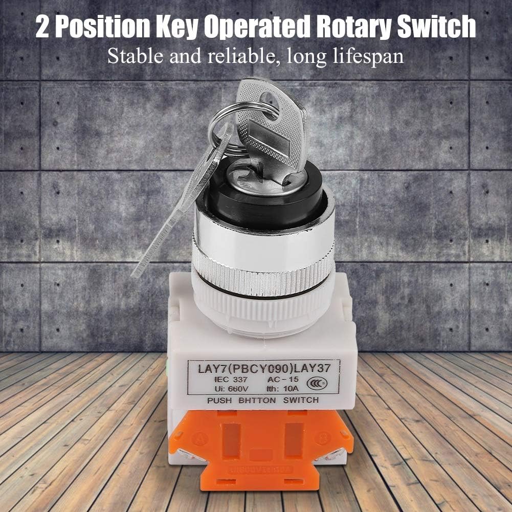 Key Rotary Switch 2 Position Key Operated Rotary Selector Switch 2 Keys 22mm Mount Lay37 11y 21 Pins Fasteners Divinebox Fr