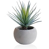 JaHe Artisan 8 in Fake Succulent Plant,Small Artificial Plants in Pots | Faux Agave Plant UV Resistant Gray Cement Pot, Perfe