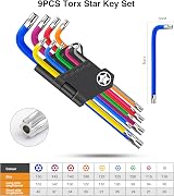 Anesty 9pc Torx Key Set T10-T50 Cr-V Steel Colour Coded Long L Keys view 2