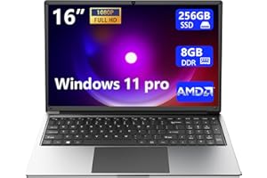 laptop 16-inch 8GB DDR 256GB SSD portable laptop computer, expandable to 1TB, AMD A9-9400 Radeon R5 CPU up to 3.2 GHz, 9000mAh battery, Numeric Keypad, USB 3.0, dual-band WiFi, webcam, slim laptops