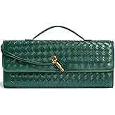 Jumping Deer Woven Clutch Purses for Women, Formal Satchel Leather Evening Bag Shoulder Handbag