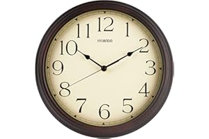 HYLANDA Wall Clock, 12 Inch Vintage Retro Silent Quality Wall Clocks Battery Operated Non-Ticking, Round Decorative Kitchen Home Office Bedroom Living Room(Bronze)