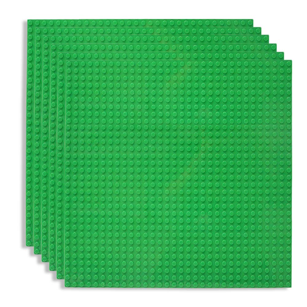 Lekebaby 6 Pack Classic Baseplates, 10"x10" Building Board Base Plates 100% Compatible with All Major Brands, For Children Over Three Years Old,Green