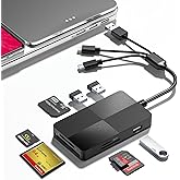 Memory Stick Pro Duo Adapter - 8 in 1 SD/TF/MS/CF/xD-Picture-Card Multi Computer Memory Card Readers with 3 USB 2.0 Ports for iPhone/Laptop/USB-C Device/Memory Stick Pro Duo Mark2/SD/XD Card Reader