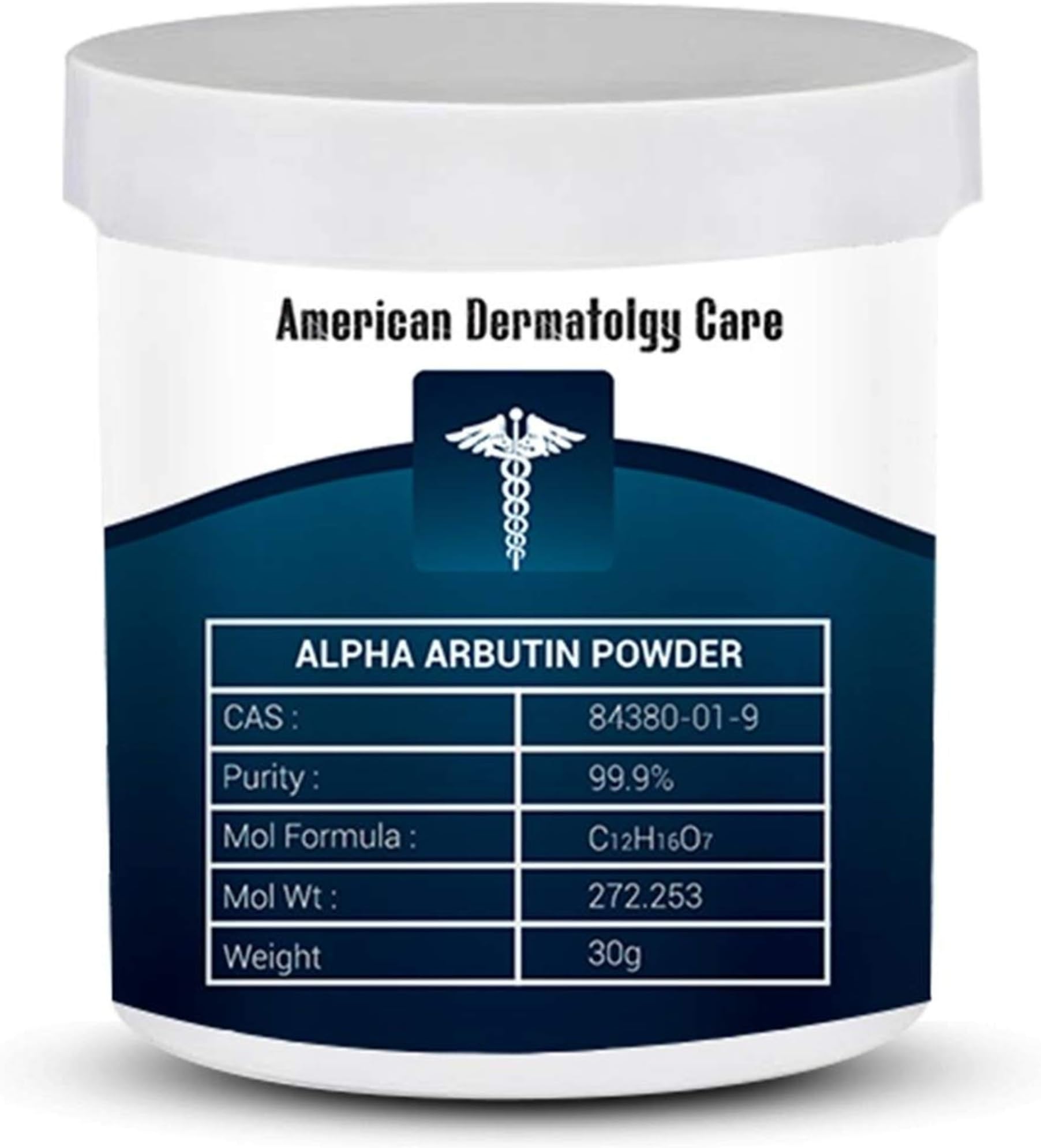 Pure Alpha Arbutin Powder 30 grams / 1.05 oz 99.9% Purity - Skin Lightening Pharma Grade GMO Free Use in Serums & Creams Cosmetic Formulation