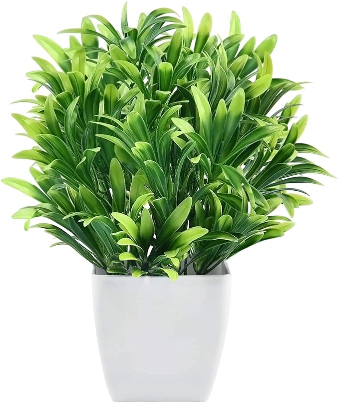 Buy Dekorly Fake Plants Potted, Faux Green Plant Bonsai with White