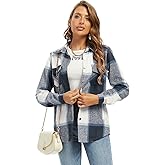 Women's Flannel Plaid Shacket Jacket Fashion Button Down Long Sleeve Casual Shirt Shackets Fall Clothes for Women