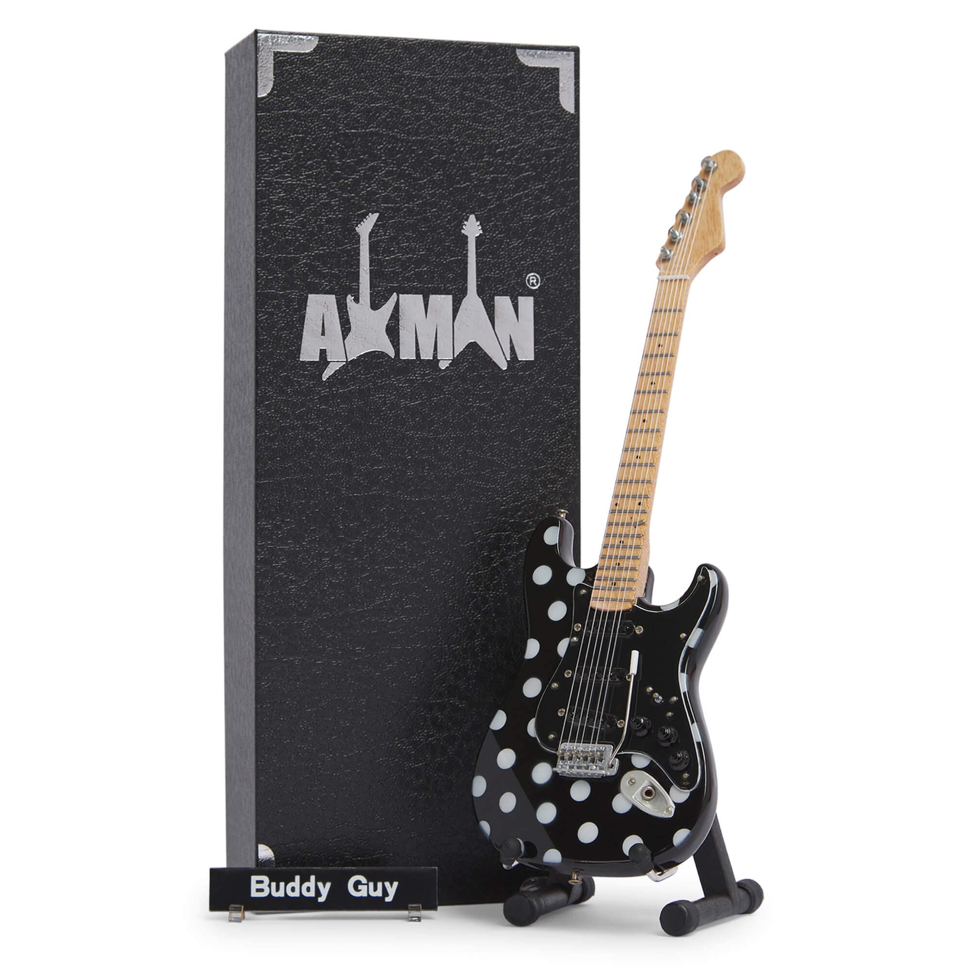 Buddy Guy Signature Model - Miniature Guitar Replica - Music Gifts - Handmade Ornamental 1/4 Scale - Includes a Display Box, Name Tag and Miniature Guitar Stand