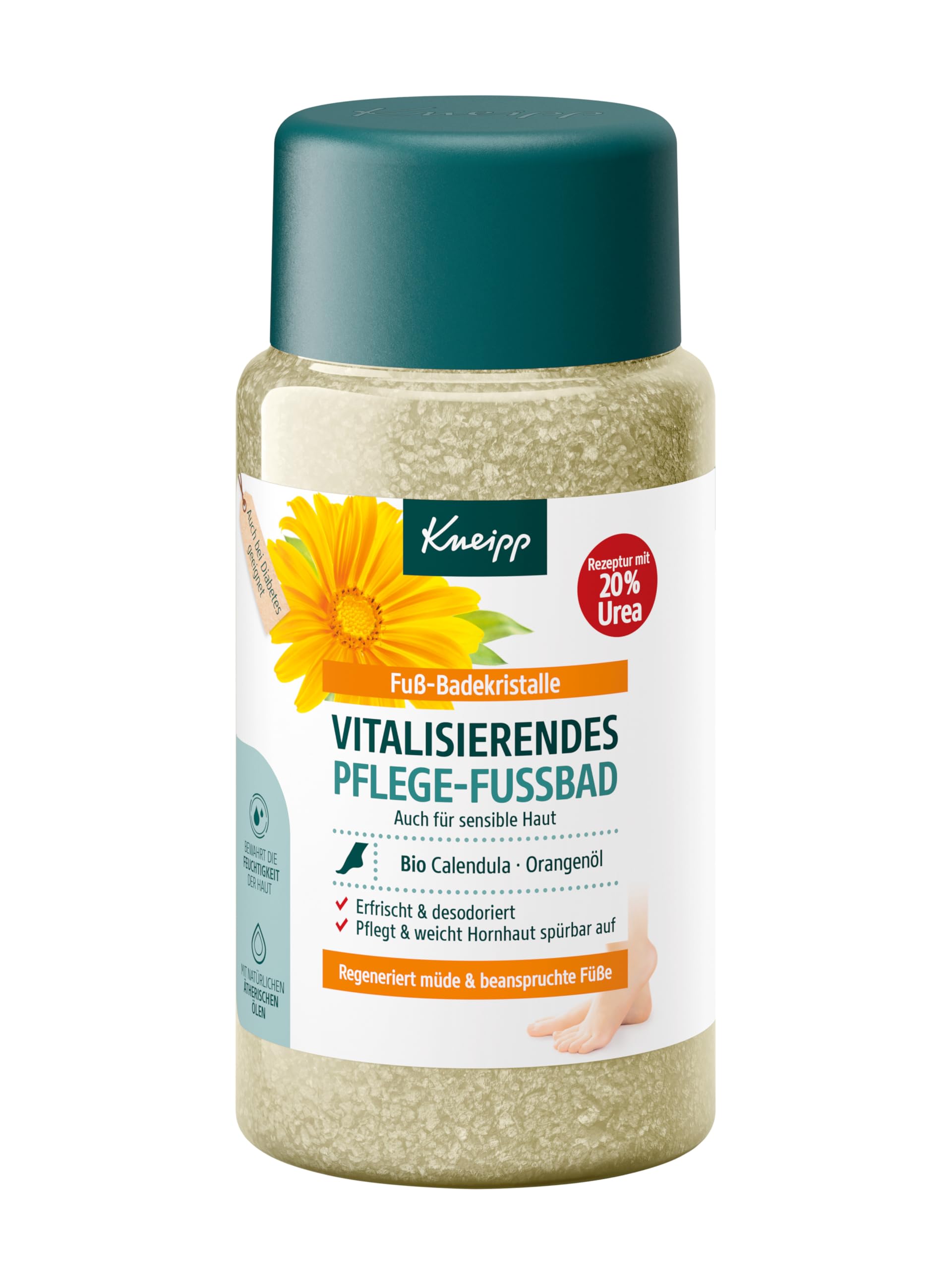 Kneipp Foot Bath Crystals Calendula Orange Oil - with Nourishing Jojoba Oil - Suitable for Diabetics - Vegan - 600 g