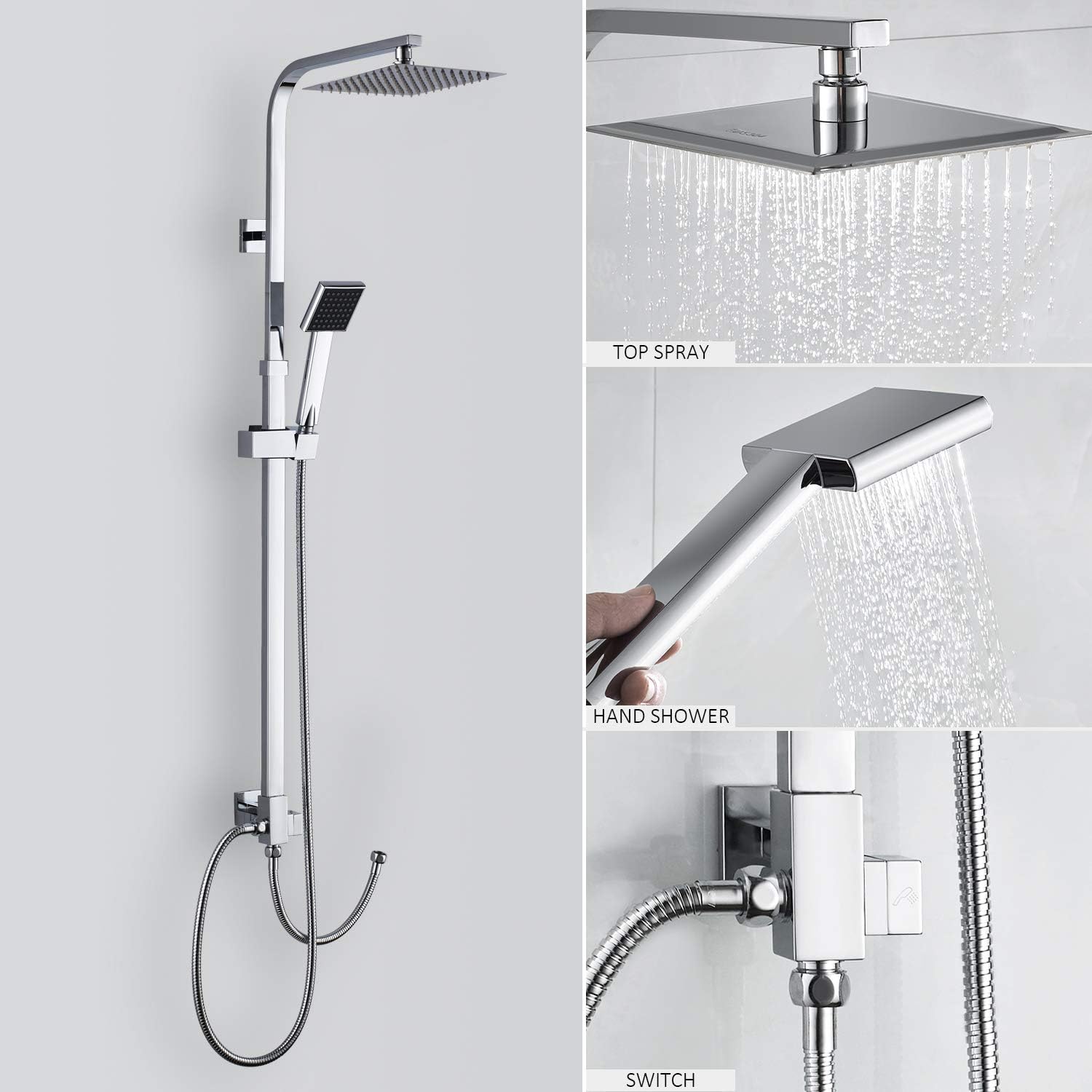 Shower fittings rain shower shower head shower system with hand shower shower shower set, adjustable height 92 ~135 cm., blue