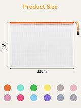 HEETA A4 Plastic Wallets 12 Pack Zip Lock Bags Waterproof Zipper Folders view 2