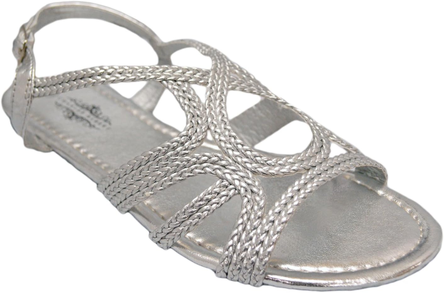Charles Albert New-9706 Braided Loopy Metallic Peep Toe Sandal