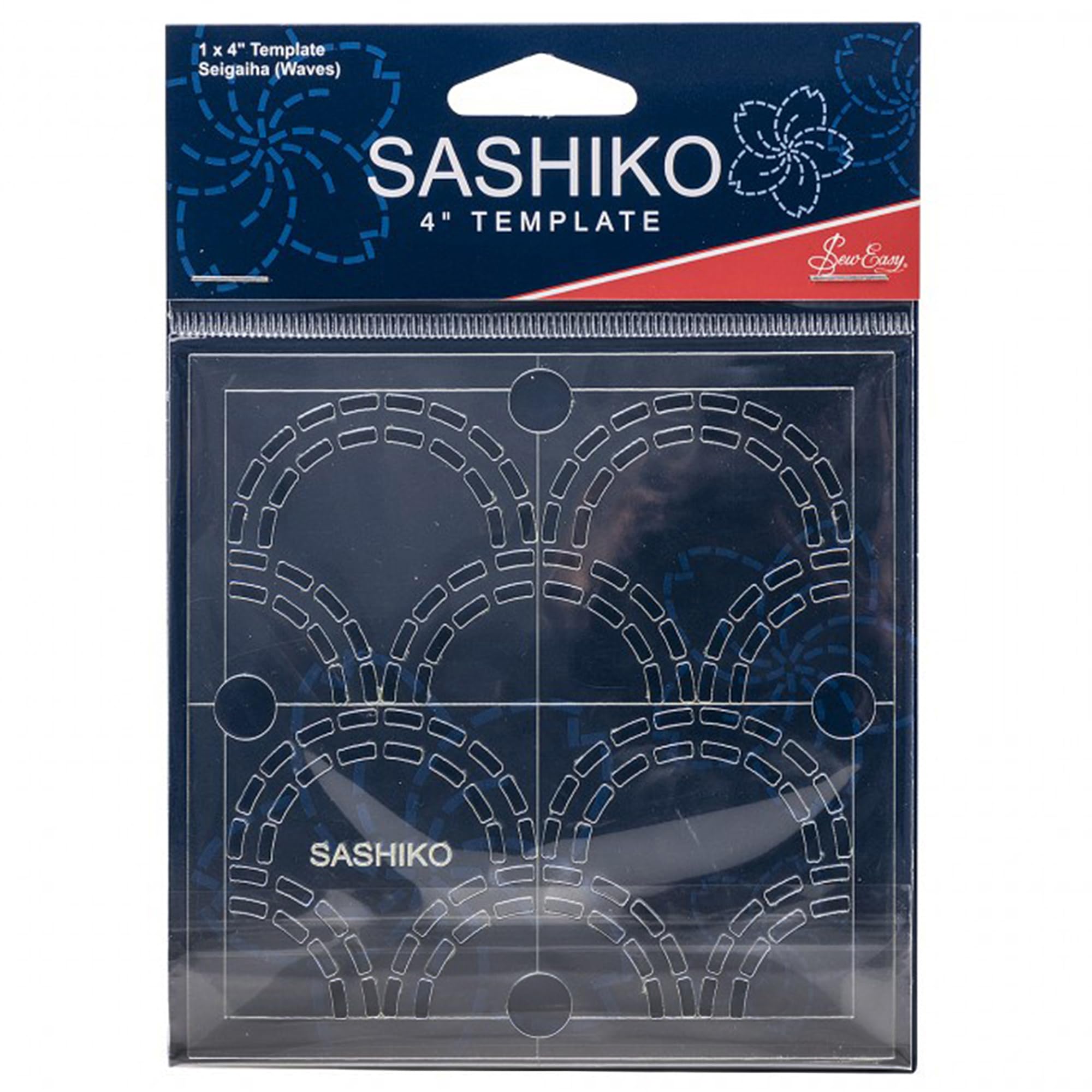 Sew Easy 4” Sashiko Template – Seigaiha (Waves) Quilting & Patchwork Rule for Applique Sewing, Transparent Acrylic Non-Slip, Instructions Included