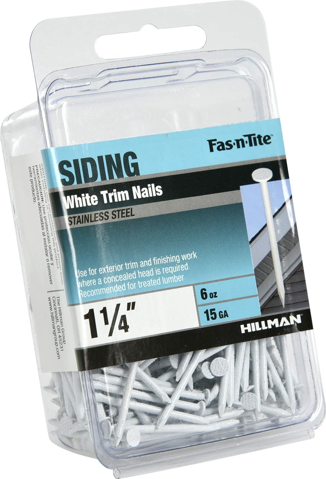 HILLMAN FASTENERS 461819 White Painted Stainless Steel Trim Nails, 6 oz/1.25 x 15, Silver - Image 3