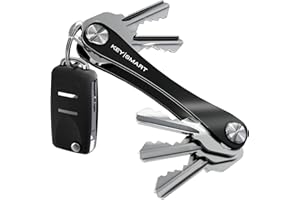 KEY SMART KEYSMART Key Holder for Keychain - Compact Key Organizer for Key Chain, Minimalist Clutter-Free EDC Keychains Key Ring, Black Aluminum, 8 Keys