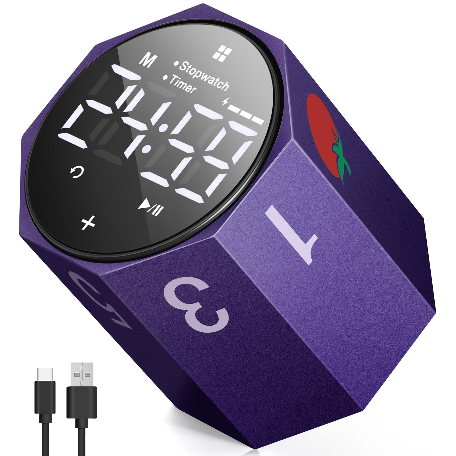 Photo 1 of **UNTESTED**
Digital Pomodoro Timer,Frosted Metal Productivity Cube Timer,1.8 in LED Digital Large Screen and Auto-Rotating Display,1/3/5/10/25/30/60min&Custom Time, Silent & Alarm,for Office, Study, Work(Purple)