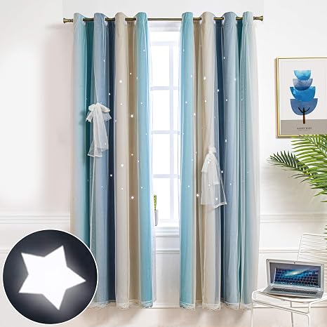 Amazon.com: Hughapy Star Curtains Stars Blackout Curtains for Kids