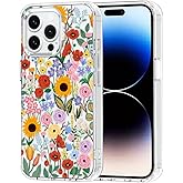 MOSNOVO Case for iPhone 14 Pro Max, [Buffertech 6.6ft Military-Grade Drop Protection] [Anti Peel Off Tech] Clear TPU Bumper Phone Case Cover Design - Blossom & Bloom