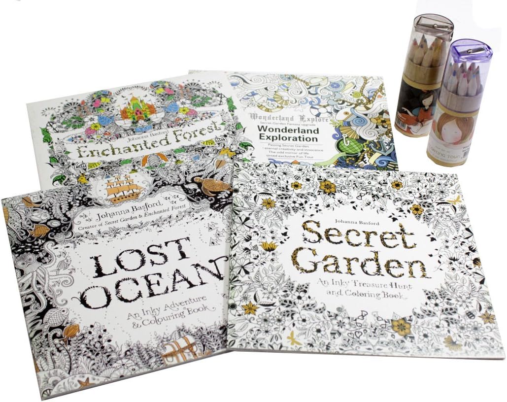 Coloring Books for Adults Relaxation & A Set of 12 Full Size Colored Pencils