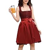 JoyJoy Women's 2 Pieces Oktoberfest Costume German Bavarian Beer Dirndl Dress Halloween Costumes for Women