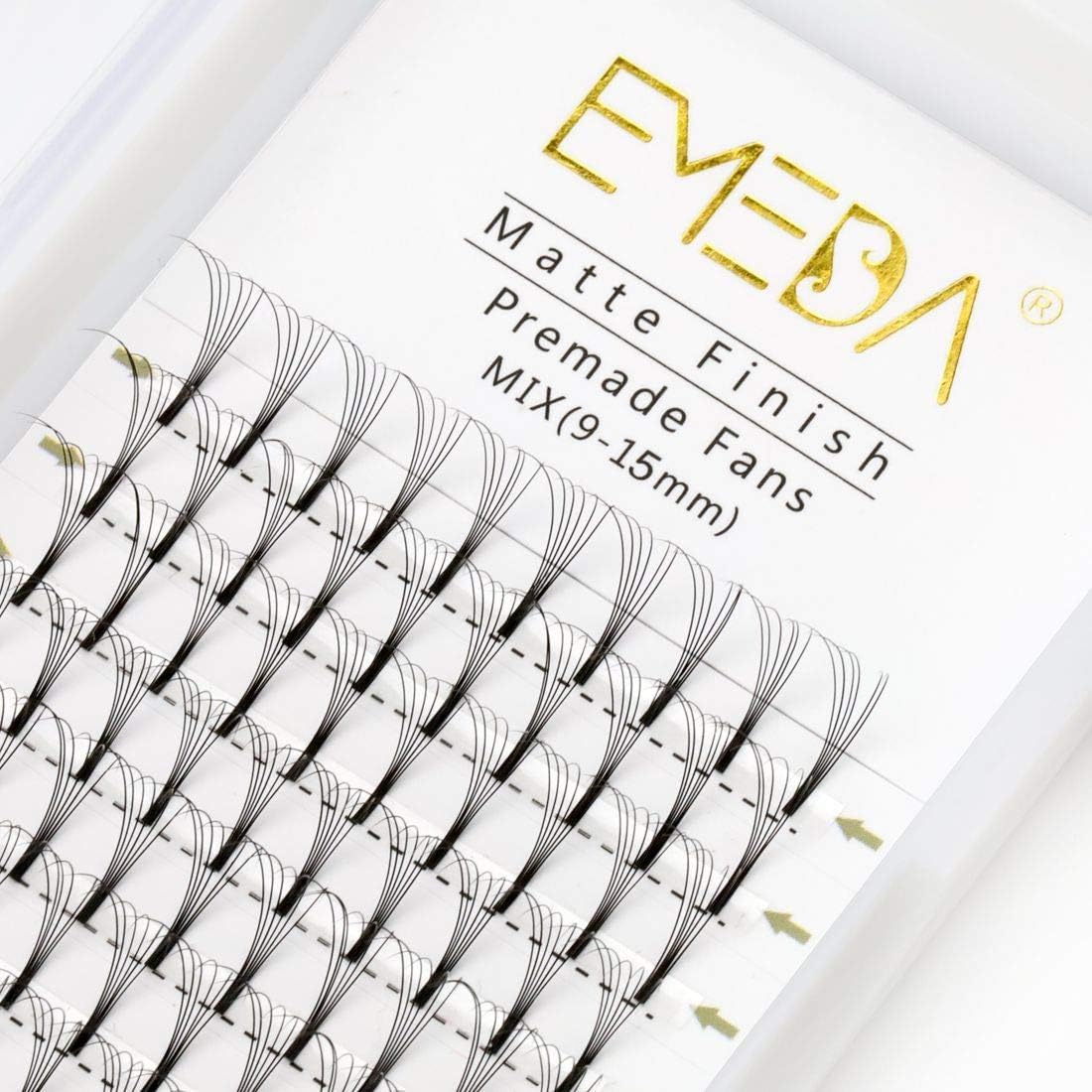 Premade Fans Volume Lash Extensions D Curl 0.10 Mix Tray 9mm 10mm 11mm 12mm 13mm 14mm 15mm 16mm Mixed Trays .10 6D Fanned Russian Cluster Eyelashes by EMEDA (6D .10 D 9-15mm Mix)