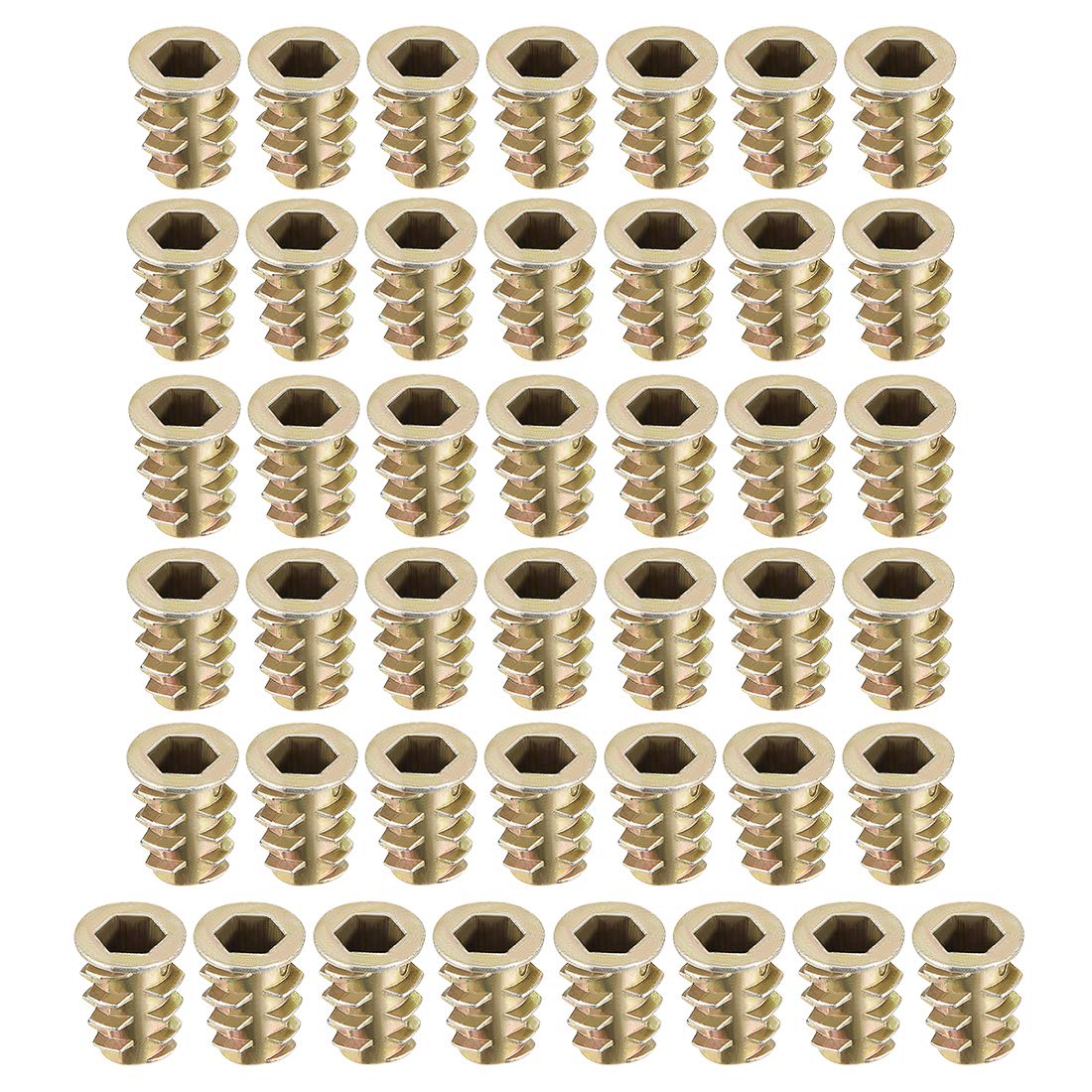 sourcing map Furniture Threaded Insert Nuts Zinc Alloy M6 Internal Threads 14mm Length 50pcs