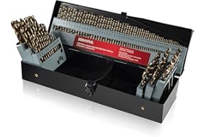 HIDOTOL Cobalt Drill Bit Set 115 PCS - M35 High Speed Steel Twist Jobber Length Drill Bits for Hardened Metal, Stainless Steel, Cast Iron, Plastic and Wood, 1/16"-1/2", A-Z, 1-60