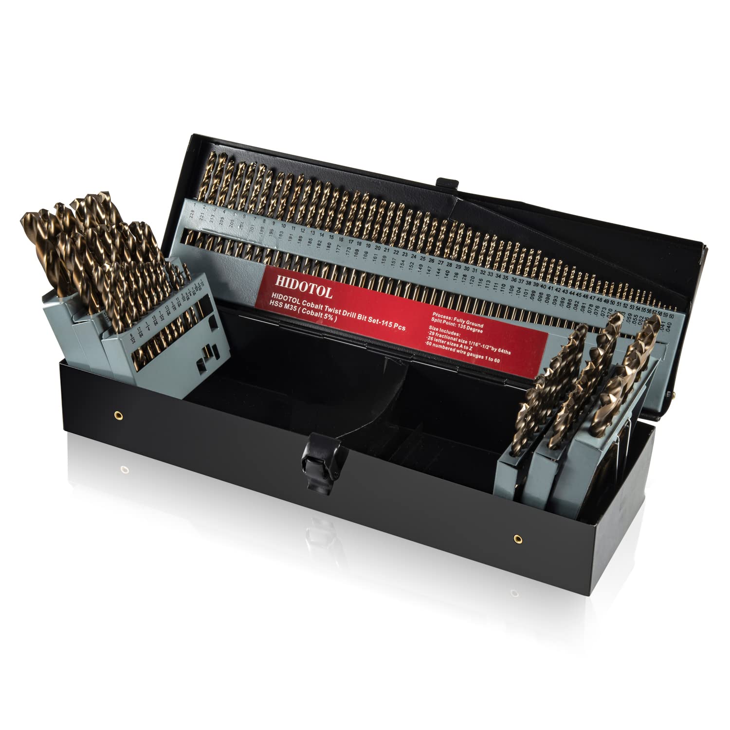 HIDOTOL Cobalt Drill Bit Set 115 PCS - M35 High