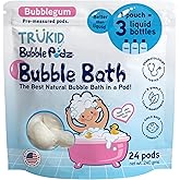 TruKid Bubble Podz Bubble Bath for Kids, Toddlers, & Babies, Tear Free Gentle & Refreshing Bath Bomb for Sensitive Skin with Natural Moisturizers, Non-Toxic, pH Balanced, Bubble Gum Scent (24 Podz)