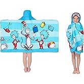 Dr. Seuss Cat In The Hat Bath/Pool/Beach Soft Cotton Terry Hooded Towel Wrap, 24 in x 50 in, By Franco Kids