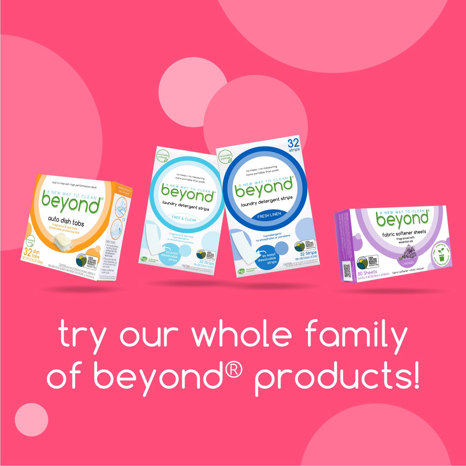 Laundry Detergent Strips [32 strips] - Free & Clear - Eco-friendly, Hypoallergenic. Travel friendly. Dissolvable Strips.