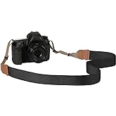 MoKo Camera Strap Compitable with Canon/Sony/Nikon/Minolta/Panasonic/DSLR | Cotton Vintage Camera Strap,Adjustable Neck Shoulder Strap,for Camcorder,Binoculars,for Adults Kids, Black