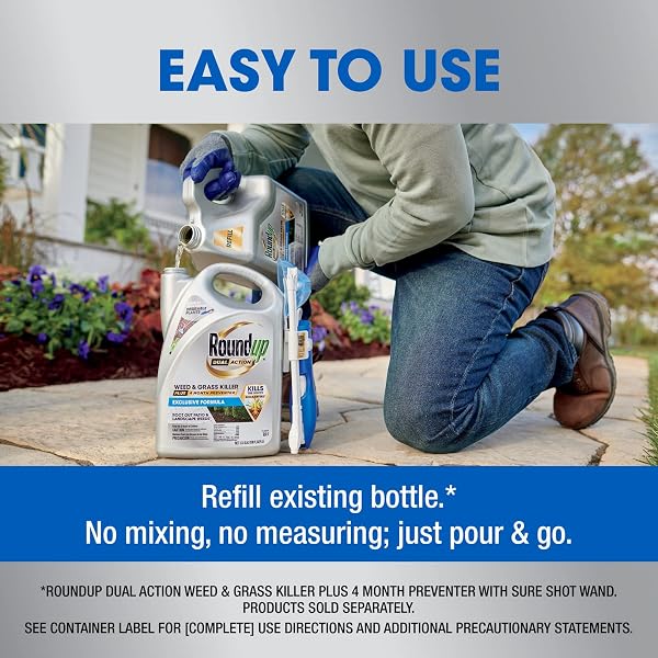 ROUNDUP DUAL ACTION WEED & GRASS KILLER PLUS 4 MONTH PREVENTER REFILL, 1.25 GAL.