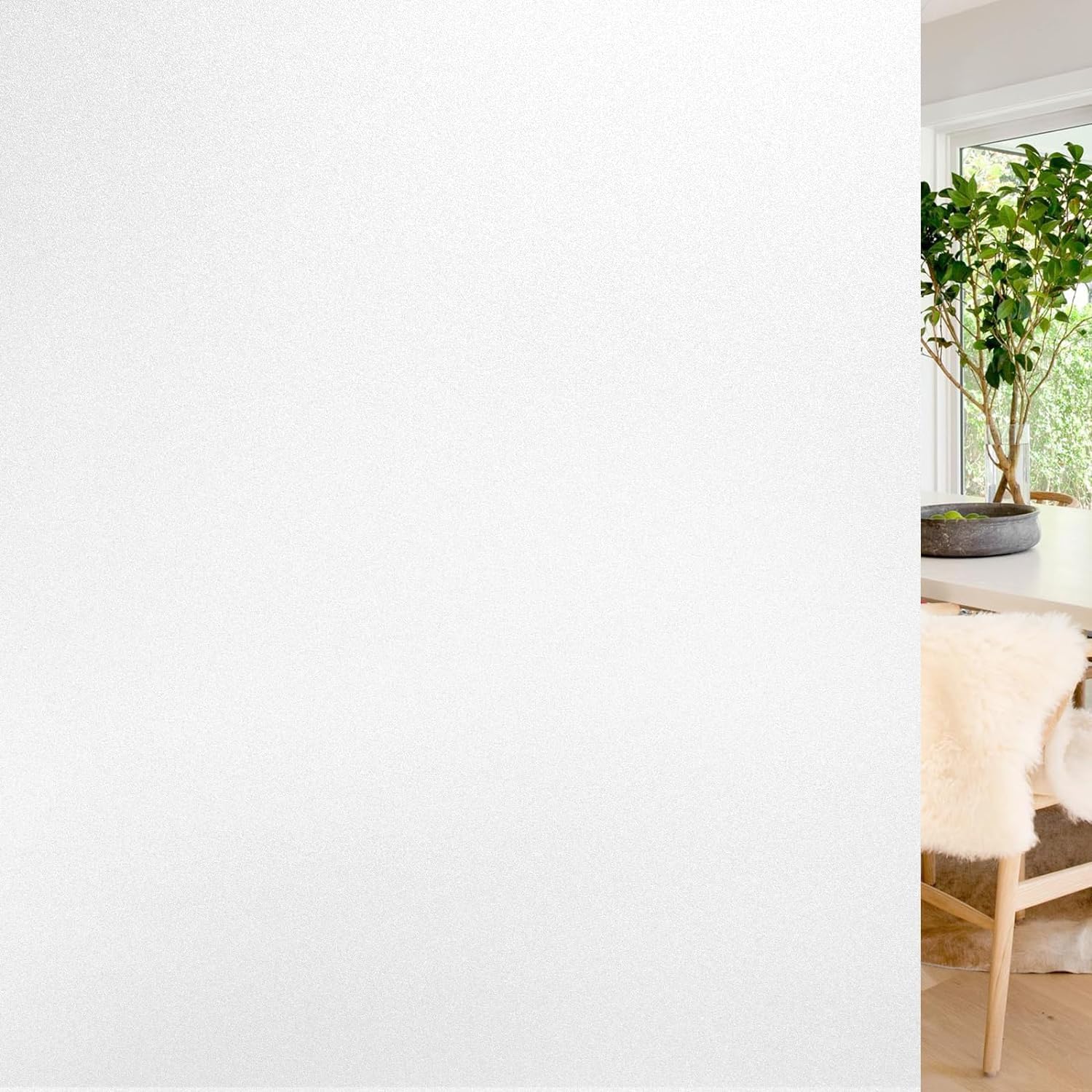Photo 1 of rabbitgoo Window Privacy Film, Non-Adhesive Frosted Glass Window Film for Bathroom, Static Cling Heat Blocking Stickers for Home Indoor Opaque Frosting Coverings House Tint, Matte White 17.5" x 78.7"