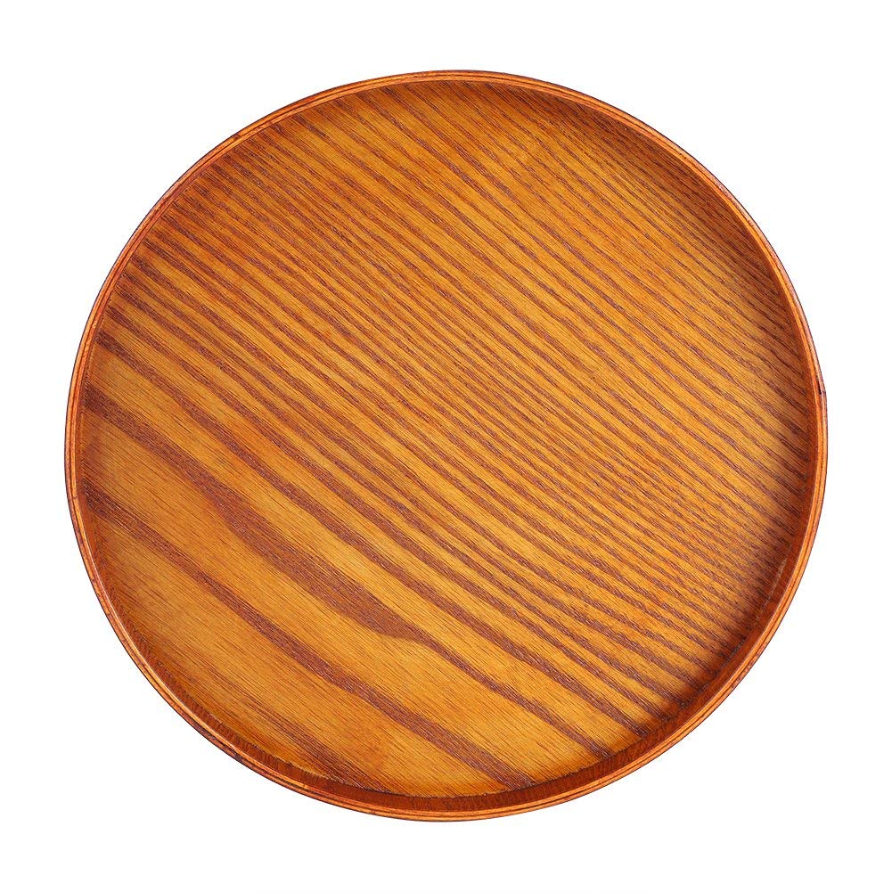 Wood Serving Plate,Wood Round Serving Tea Tray Fruit Dessert Cake Snack Candy Water Platter Wooden Bowls(24cm/9.45 inch)