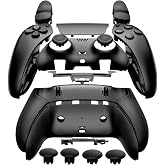 eXtremeRate Beyond-ARC Full Set Shell Buttons Compatible with p s 5 Edge Controller, Non-Slip Rubberized Grip Back Plate, Faceplate, Decorative Clip Shell, 6-in-1 Swappable Thumbsticks - Black