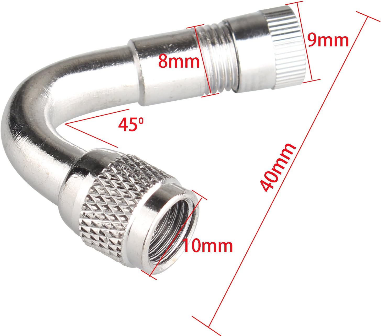 Futheda 2pcs 45 Degree Angle Valve Extenders Tire Stem Extension Wheel Adapter for Car Motorcycle Bike Truck (Silver) - Image 4