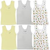 GI District Newborn Baby Sleeveless Pack of 6 Tank Tops 100% Cotton Shirts, Short Sleeve Tees 0-24 Months Boys, Girls, Unisex
