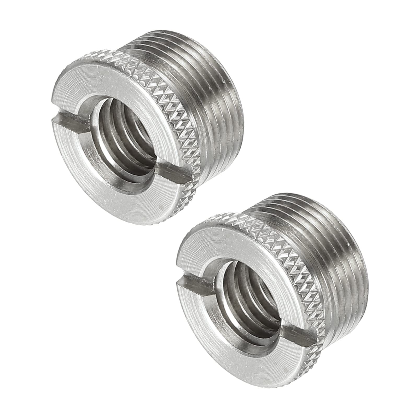 PATIKIL Mic Stand Adapter 3/8 Female to 5/8 Male Copper Mic Screw Adapter for Microphone Tripod Stand Silver 2 Pack