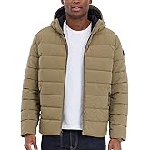 Michael Kors mens Hooded Puffer Jacket, Rain and Cold Weather Coat