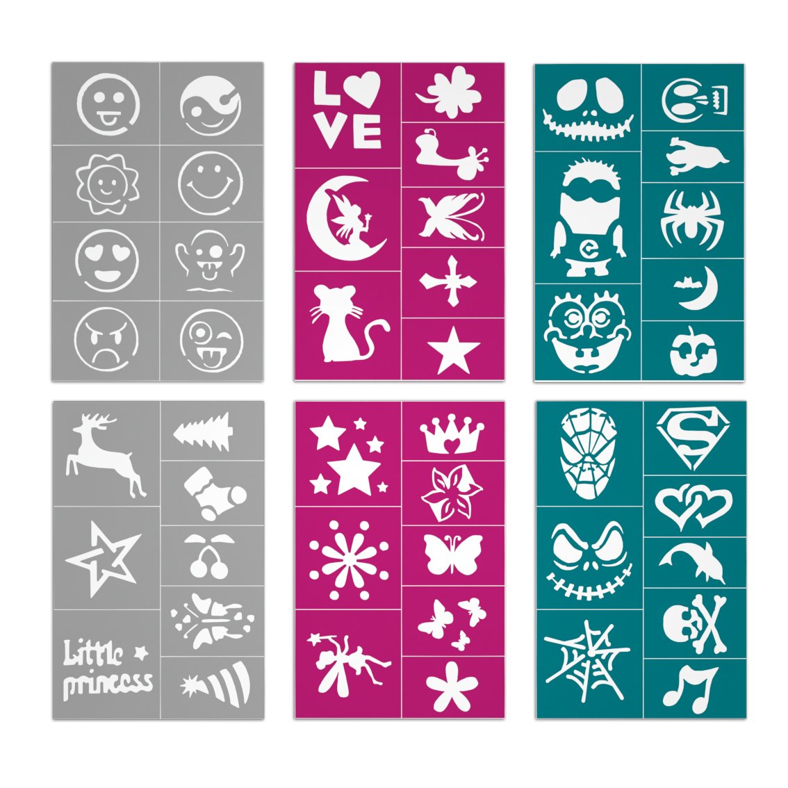 Face Paint Kit with 48 Stencils, Nicpro AQ Pro Body Painting Set of 16 Colors & 2 Glitters 3 Assorted Paint Brushes 2 Sponges Non-toxic Water-Based